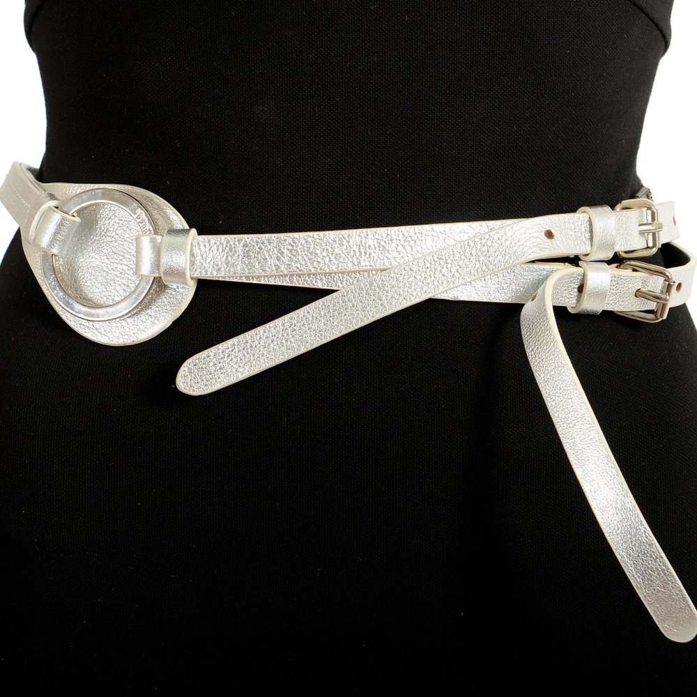 Gianfranco Ferre Women's Silver Buckle Decorated Belt US 30 IT 75